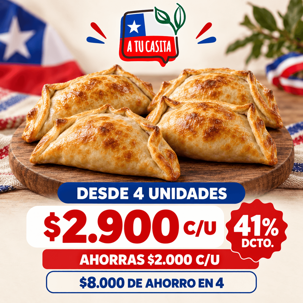 Desde 4 unidades $2.900 c/u